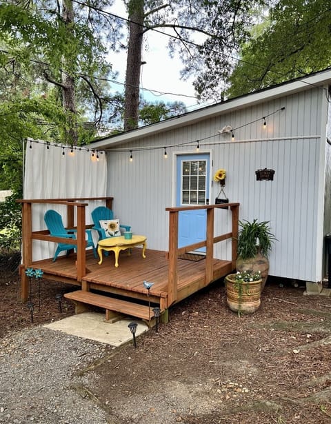 Private deck under beautiful oak trees