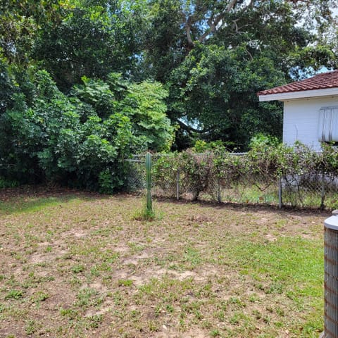 back yard completely fenced