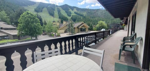 Shared sunny deck for morning coffee or apres ski, walk across the street to the Warm Springs Base Lodge.