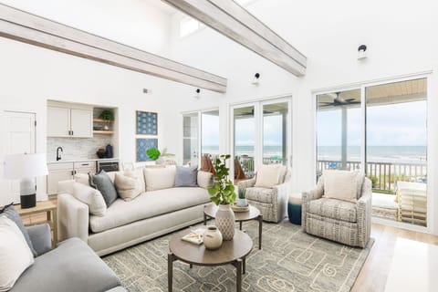 Bright and Airy Oceanfront Living Room – Gather with friends and family in this stylish coastal retreat.
