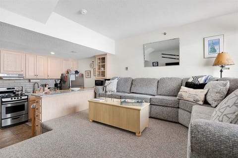 View of living and kitchen area