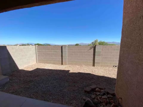 Fenced backyard is perfect for kids and pets.