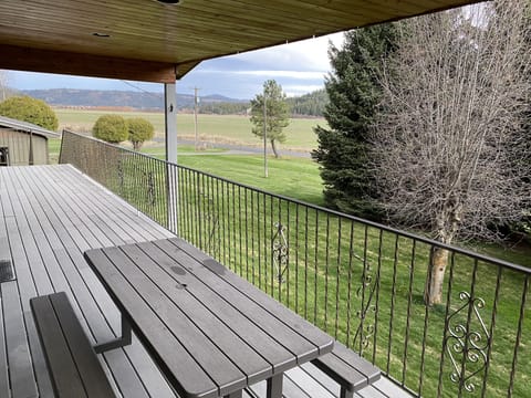 Enjoy an evening eating dinner on the back deck.