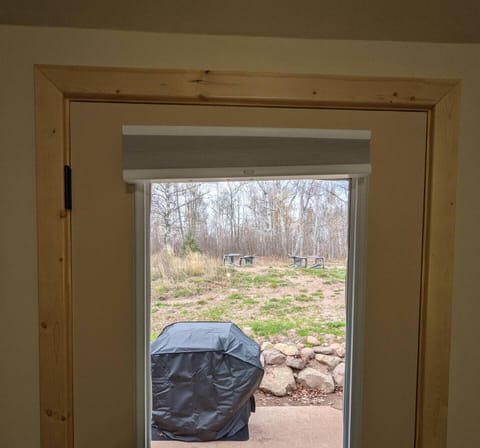 Your back door is for your own small patio, firepit, then just us national forest.