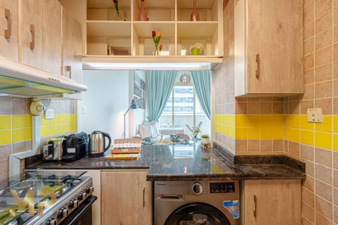 Apartment | Private kitchen | Fridge, microwave, oven, stovetop