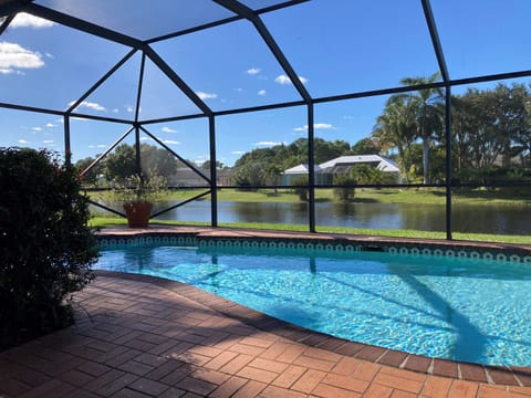 Delightful poolside view of Canal.