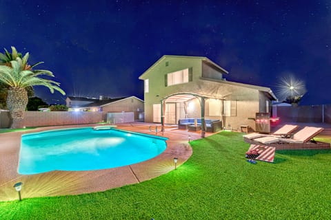 Wonderful family retreat shines in the night.