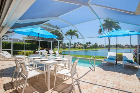Ready to relax??  Lanai with private salt water pool and lake view