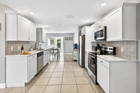 Kitchen into dining area