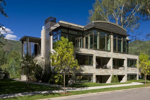 Summer Exterior view (from park with volleyball courts)