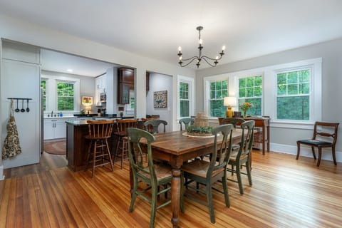 Main-level kitchen and dining areas.