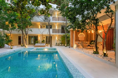 Outdoor pool, sun loungers