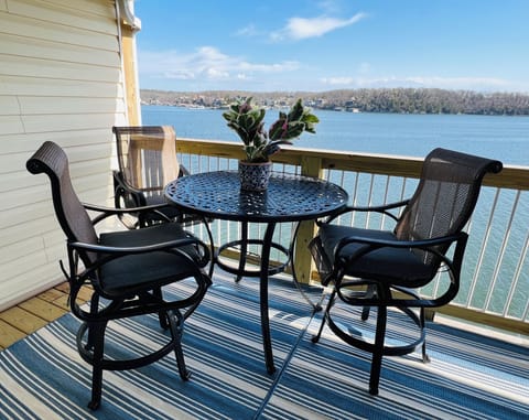 Large covered new deck with grill and amazing main channel view. No evening sun
