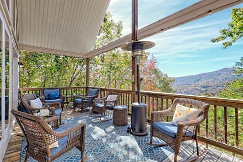 Enjoy a great conversation on our covered deck overlooking the mountains.  Come see for yourself how beautiful and relaxing our outdoor space can be!