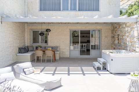 private patio and outdoor hot tub