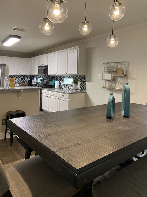 View of dining room and kitchen
