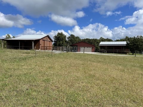 House, garage, and barn from west-side pasture. Easy turn-around for trailers.