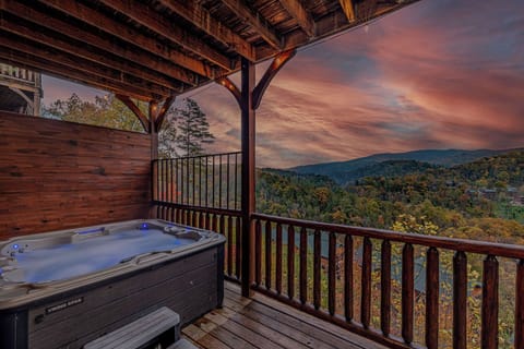 Gorgeous mountain views from the relaxing hot tub