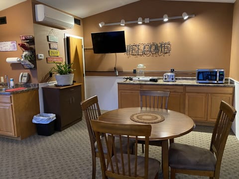 Mini-fridge, microwave, coffee/tea maker