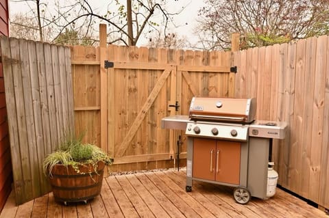 Top of the line Weber propane grill.