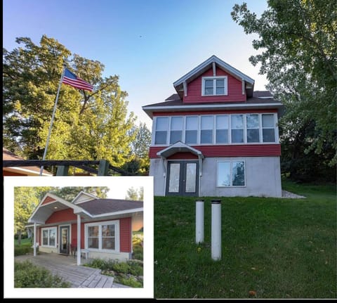 Lakeside view of Guest Cottage and Main House