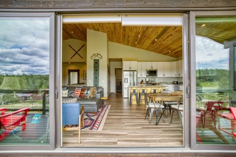 View from your main floor patio directly into the massive open concept living space. Room for all 12 guests to enjoy this elite Pagosa home.
