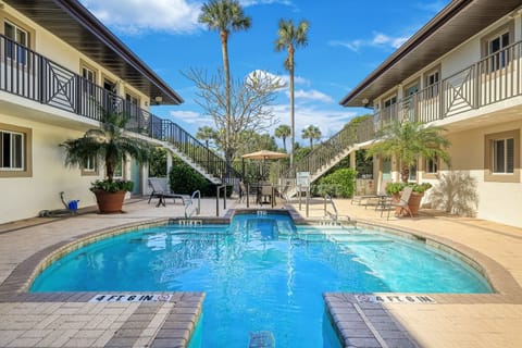 Pool in the cener courtyard, exterior remodel completed 10/2023