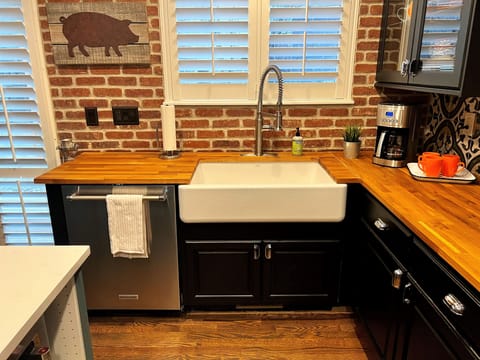 Large farmhouse sink with disposal (Keurig coffee maker replaced traditional)