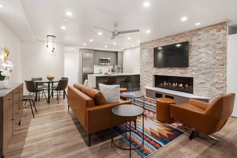 Modern and contemporary furnishings and decor with warm tones creates a very welcoming and comfortable environment.