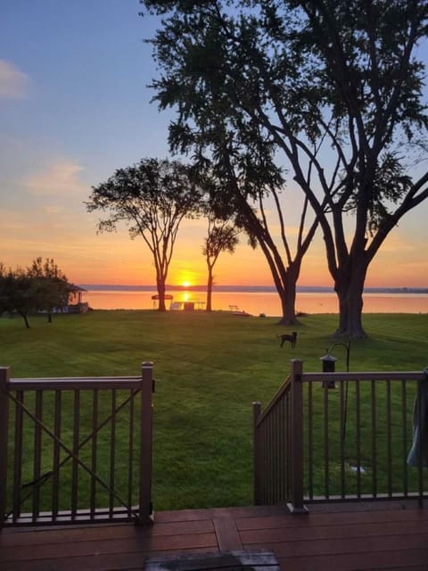 Watch the sun come up with from this spacious patio.