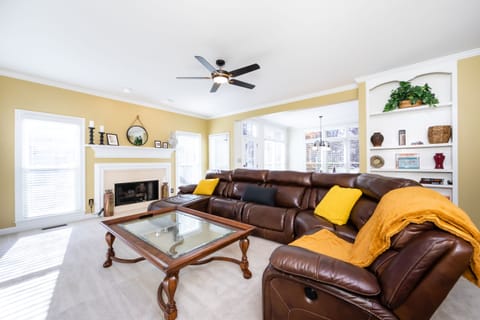 Large couch and family room for movie night