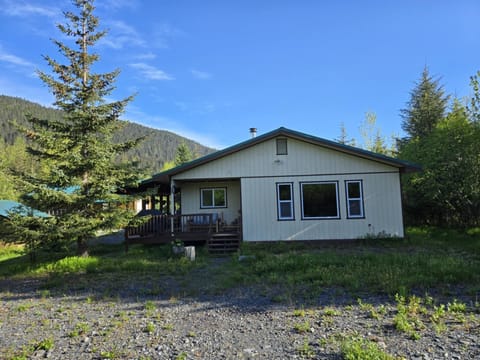 Back yard, looking at the home
