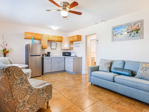 Standard Apartment, 1 Queen Bed with Sofa bed | Shared kitchen | Full-size fridge, microwave, stovetop, toaster