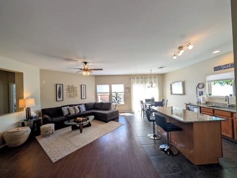 One of the two living areas with cable TV included