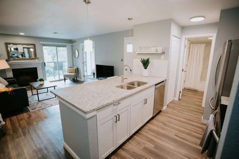 Open concept, with large island for prep and dining.