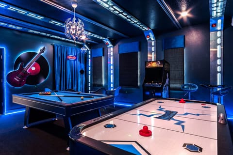 Personal Star Wars game room with 2 Xbox consoles, gaming chairs,  Karaoke Corner, air hockey, Arcade games right in your own home