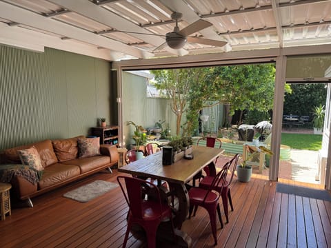 Decking with blinds up