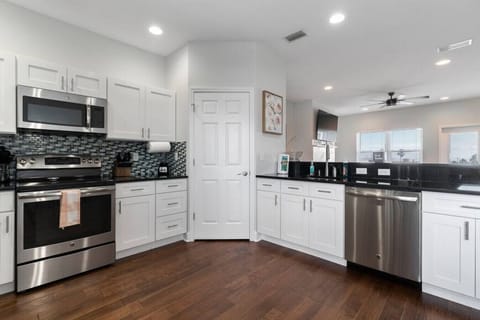 Stainless steel appliances and a pantry big enough for all your needs