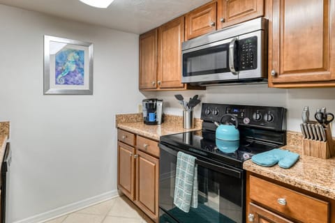 Every appliance and tool you need to cook is here.