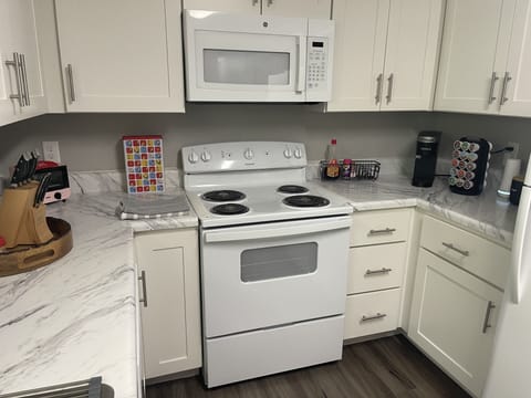 Kitchen is full equipment with all the basic necessities and some extras 