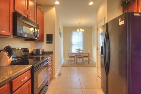 Spacious kitchen with seating for four.
