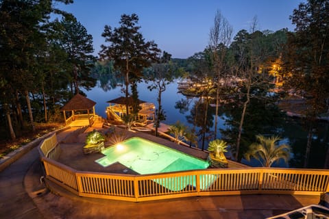 Lake Harding + pool panorama from back deck - family paradise!
