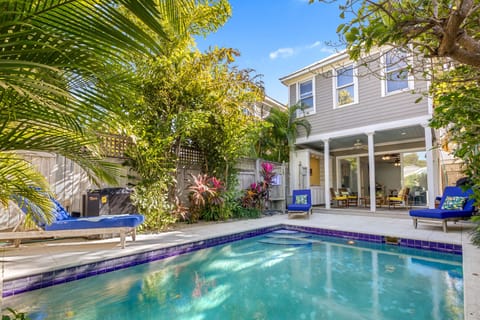 Heated pool in the winter month