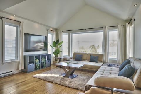 Livingroom with cathedral ceiling