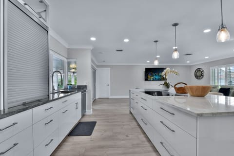 Kitchen is immaculately clean for your arrival, and has all utensils you may require.