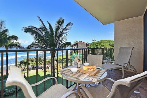 Enjoy outdoor dining on your private lanai overlooking the Pacific ocean