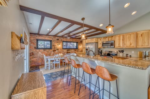 Play a card game at the table while dinner is being made, the kids might sit at the counter coloring happily and chatting about their fun day exploring. Play some music to set the mood as everyone winds down.