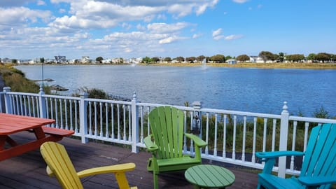 View from the Kitchen and living room. Back Deck