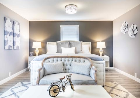 Spacious Master bed room with king size bed, 65" TV  and en-suite bathroom.  