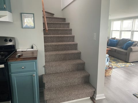 View of the loft stairs in the kitchen.
